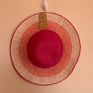 Pink weaved sun hat